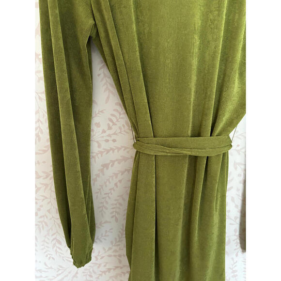 NWOT Princess Polly Sparkly Olive Green Collared Wrap Dress sz 6 - Picture 8 of 11